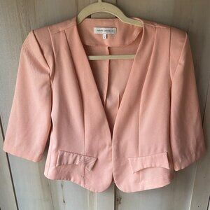 Marc Angelo Peach Pink Textured Cropped Structured Lightweight Blazer XS